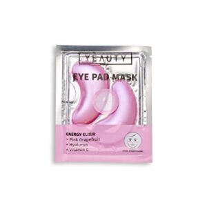 YEAUTY ENERGY ELIXIR EYE PAD MASK, feuchtigkeitsspendende Augenpads mit Pink Grapefruit, Hyaluron und Vitamin C, erfrischt und belebt die Haut für einen vitalen Teint, 1x 2 Stück