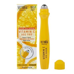 Victoria Beauty – Augen Roll On kühlend mit Vitamin C, Augenroller gegen Falten und Augenringe, Soforteffekt Augenserum mit Retinol, Anti Aging Augencreme, optimale Augenpflege, 15 ml