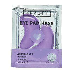 YEAUTY LUXURIOUS LIFT EYE PAD MASK, Hyaluronsäure und Vitamin A wirken Fältchen entgegen und spenden intensive Feuchtigkeit, 1×2 Stück ,lila