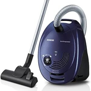 Siemens Staubsauger mit Beutel synchropower VS06B1110, Bodenstaubsauger, Hygiene-Filter, Bodendüse für Hartboden und Teppich, starke Saugleistung, langes Kabel, Fugendüse, 700 W, blau