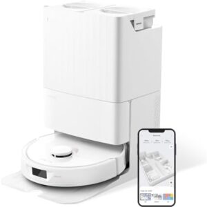 roborock Qrevo Saugroboter mit Wischfunktion Absaugstation 5500 Pa Saugkraft, 3D-Kartierung, Doppeldrehmopps Wischroboter automatische Wasser-Befüllung, Entleerung, Staubbeutel-Entleerung, Reinigung