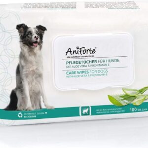 AniForte Pflegetücher für Hunde 100 Stück – XXL desodorierende Reinigungstücher mit Frischeverschluss, hypoallergen, mild, reißfest, natürliche Reinigung, Dog Wipes