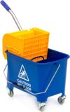 Wisch-Star Reinigungswagen mit Presse, 40x27x35cm mit 19 Liter Putzeimer mit Auswringer, Profi Putzwagen Gewerbe und Haushalt