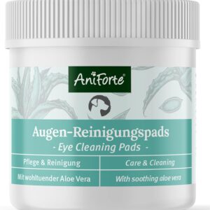 AniForte Augen Reinigungspads Hunde & Katzen 100 Stück – Sanfte Reinigungstücher zur Augenpflege, Milde Augen Reinigung ohne zu Reizen, Entfernt Tränenstein & Speichelreste, Tränenfleckentferner Hund