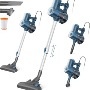 EICOBOT S12 Staubsauger Mit Kabel, 18000Pa 6-in-1 Stielstaubsauger Mit Kabel, HEPA Filter, 450W Geringer Stromverbrauch, 7 M Kabel, Multi Szenen, Geeignet Harte Böden Tierhaare, HellBlau