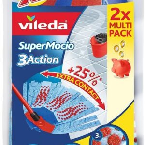 Vileda SuperMocio 3Action Wischmop Ersatzköpfe – Doppel-Vorteilspack