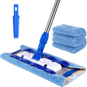 MR.SIGA Professionelle Mikrofaser-Wischmop Bodenwischer Reinigung für Hartholz-, Laminat-, Fliesenboden, Edelstahlgriff, inkl. 3 wiederverwendbaren Mikrofasertücher und 1 Schmutzabscheider