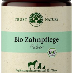 Trust Nature | BIO Zahnpflege Pulver für Hunde & Katzen | gegen Plaquebildung | fördert frischen Atem | Bio Petersilie, Bio Minze, Bio Spirulina, Bio Chlorella, Bio Bambus, Bio Vit C | Made in Germany