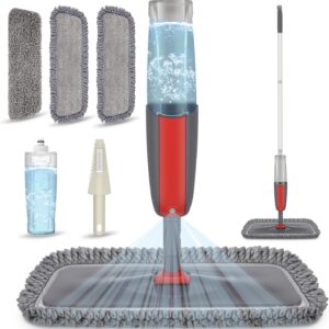 Bodenwischer mit Sprühfunktion, MEXERRIS 410ml Sprühwischer mit 3-Mikrofaserbezug und Schaber, 360 Grad Rotierender Wischmopp Wischer Boden für Schnelle Reinigung Hartholz, Marmor, Laminat, Fliesen