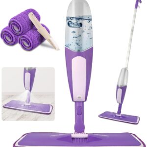 SEVENMAX Bodenwischer mit Sprühfunktion – Spray Floor Mop Sprühwischer für die Bodenreinigung mit 550 ml Nachfüllbarer Flasche und 3 Waschbaren Pads, für Laminat, Holz, Keramik, Fliesen, Boden