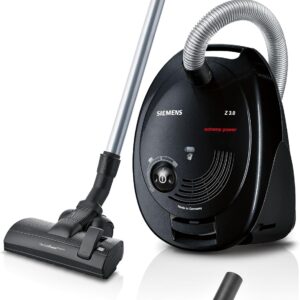 Siemens Staubsauger mit Beutel Z 3.0 extreme power VSZ3XTRM11, Bodenstaubsauger, XXL-Polsterdüse ideal für Tierhaare, Bodendüse für Parkett, Teppich, Fliesen, niedriger Stromverbrauch, 850 W, schwarz