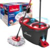 Vileda Turbo 3in1 Komplett Set, Wischmopp mit 3in1 Mikrofaser-Moppkopf, Eimer mit Schleuder, Teleskopstiel: 85 – 123 cm, entfernt 99 % der Bakterien, nachhaltiges Wischsystem, Vileda Love it Clean