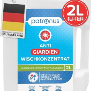 Patronus Giardien-Wischkonzentrat für Haustiere zur Desinfektion von Fußböden – 2 Liter Desinfektionsmittel zur Reinigung von Oberflächen gegen Giardien, Viren, Bakterien & Pilze