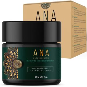 BIO Augenpflege mit Aloe Vera – Anti-Aging Augencreme gegen Falten und Augenringe – Hyaluronsäure -Belebendes Anti-Aging für Männer und Frauen – 50ml – ANA Naturkosmetik -Eye Cream Made in Germany