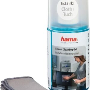 Hama Bildschirmreiniger Set mit Mikrofasertuch (Reinigungsgel als Monitor Reiniger, PC Bildschirm Reiniger, Tablet Reiniger, Notebook Reiniger, TV Reiniger LCD LED Fernseher, Handy Desinfektion) 200ml