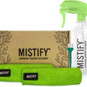 Mistify Natürlicher Bildschirmreiniger – 500ml Screen Cleaner. Display Reiniger mit 2 Mikrofasertüchern und Bürste [Laptop, PC, Monitor, Touchscreen, Tablet, Smartphone, TV, TFT, LCD, LED, Plasma ]