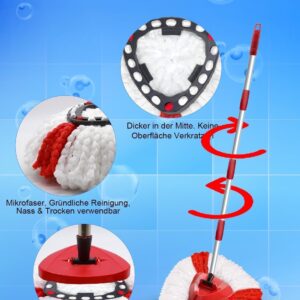 Wischmopp Set Kompatibel mit Vileda Turbo 2-in-1 Mop, Bodenwischer Ersatzbezug für Wischmop Ersatz mit 6Moppköpfe+1Stiel +1Moppbasis von WAKAYOYO,Maschinenwaschbar,auch fur empfindliche Boden