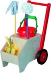 Bätz Holzspielwaren Putzwagen mit Kunststoff-Zubehörset, für Kinder