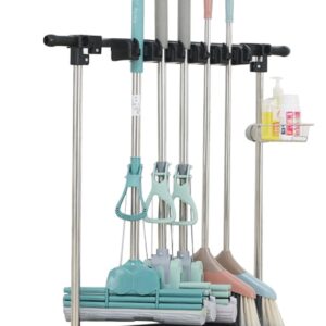 EFLAL Besenhalterung Werkzeughalter Gartengerätehalter Besenhalter Putzmittel Organizer Reinigungswagen Putzwagen Werkzeug Aufbewahrung Mop-Abflussregal mit Feststellräder (Size : 85cm-3slots 4hooks)
