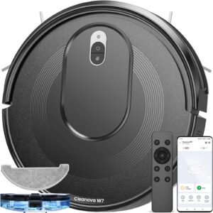 W7 Saug und Wischroboter 2 in 1, Saugroboter mit Wischfunktion mit Starke Saugkraft, Lange Akkulaufzeit Laufzeit, Selbstaufladend Saugroboter, Sprachgesteuerte&App, Roboterstaubsauger für Tierhaare