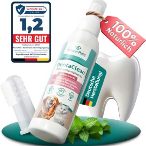 Power Pets – Dentalspray LEBERWURST + GRATIS Fingerzahnbürste 130ml [ Hunde & Katzen ] -100% natürliche Maulhygiene – Schluss mit Zahnbelag | Zahnsteinentferner, Zahnreinigungsspray