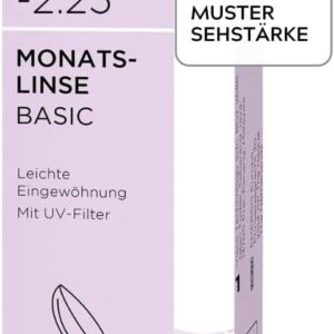 MAGNIVISION Monatslinse Basic, weiche Kontaktlinsen für -2,50 dpt., Kontaktlinse mit Hydrogel und UV-Filter für empfindliche Augen, ohne Konservierungsstoffe