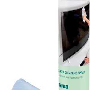 Hama Bildschirmreiniger, Foam Cleaner und Reinigungstuch, 200ml (Bildschirmreiniger für TV, Handy, Tablet, Monitor, LED, OLED, Kunststoff, Glas, Metall, entfernt Fingerabdrücke, Staub, Schmutz, Fett)