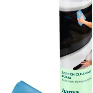 Hama Bildschirmreiniger, Foam Cleaner und Reinigungstuch, 400ml (Bildschirmreiniger für TV, Handy, Tablet, Monitor, LED, OLED, Kunststoff, Glas, Metall, entfernt Fingerabdrücke, Staub, Schmutz, Fett)