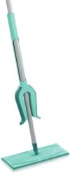 Leifheit Bodenwischer Picobello M micro duo mit Auspressmechanik am Stiel, Schrubber mit 2-Faser-Wischbezug aus Mikrofaser, Wischer mit 360°-Gelenk, Blau