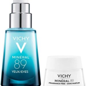 Vichy Mineral 89 Augen 15 ml + GRATIS Mineral 89 72h Feuchtigkeits Boost 15 ml Creme – Stärkende Augenpflege – Mildert