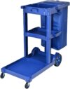 Kunststoff Putzwagen Reinigungswagen mit extra groß Tasche, Hausmeisterwagen mit 3 Regalen(Blue)