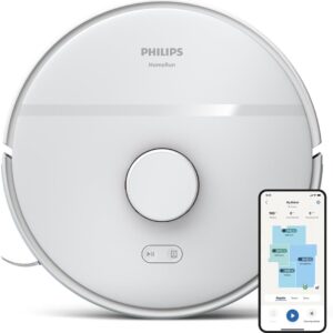 Philips Homerun Serie 2000: 2-in-1 Saug- und Wischroboter, 130 Minuten Laufzeit, Lasernavigation, Teppichboost, App-gesteuert, Arktikweif (XU2000/20)