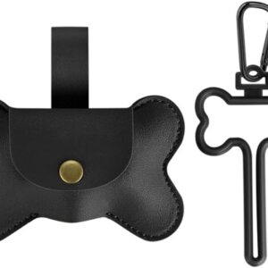 Hundekotbeutel Spender mit freihändiger Clips, Leder Hundekotbeutelspender, Tragbar Hundekotbeutel-Träger mit Spender für Ihren Hundespaziergang (Kotbeutel nicht im)