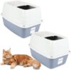 2X Hop In Katzenklo Oben einstieg Katzentoilette geschlossen Haubentoilette Top Entry Jump-In XXL Katzen Klo Doppelpack Sparpaket