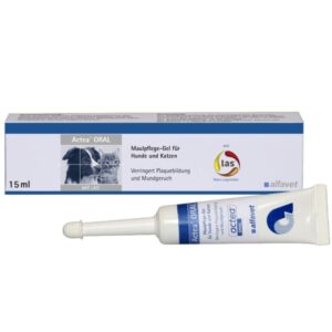 Alfavet Actea Oral, verringert Plaquebildung und Mundgeruch, Maulpflegegel für Hunde und Katzen, mit LAS, Tube 15ml