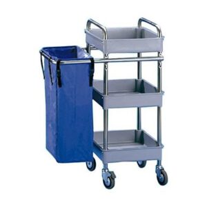 Jofel AL50350 – Zimmermädchenwagen Metall 3 kleine Ablagen und 1 Sack