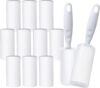 Oiamker Fusselrolle 12 Rollen mit 2 Abroller 2 Staubschutzhülle, Extra Klebrige Fusselrolle Kleidung, Fusselroller für Kleidung, Haare, Katzenhaare, Hundehaare, 60 Blatt/Rollen
