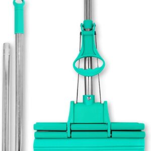 ABACUS Wischmop, Wischmopp extrem saugstark, Bodenwischer, Green Mop, Wischer, Wringmop, Mop, Mopp, Bodenreiniger, Bodenmop, Bodenmopp, 4-Rollen Doppelwringsystem Green Mop® 30 cm (6060)