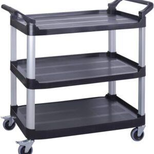 BPT Servierwagen mit 3 Böden Partition Küchenwagen,Tragfähigkeit 200 kg,Reinigungswagen im Restaurant，Hotel Schul Küche Abräumwagen Rollwagen (Modell 1)