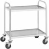 Royal Catering RCSW 2.1H Servierwagen Edelstahl Küchenwagen mit Rollen Transportwagen 2 Borde (Tragfähigkeit: 150 kg, Tablettabstand: 45,5 cm)