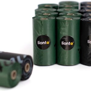 lionto Hundekotbeutel 300 Beutel (20 Rollen) unparfümiert und einfach abzureißen, auslaufsichere und extra dicke Kotbeutel für Hunde & Katzen, Nachfüllrollen für gängige Kotbeutelspender, schwarz/grün