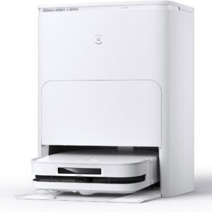 ECOVACS DEEBOT X5 Omni Saugroboter mit Wischfunktion, 12,800Pa Saugroboter, ZeroTangle Technologie, TruEdge™ Edge Mopping, 70℃ heißes Wasser Mop Waschen, Auto Anheben des Mopps, Selbstentleerung