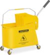 Ulsonix UNICLEAN 8 Putzwagen mit Presse, Mop, Eimer und Wischer – Reinigungskarren aus Kunststoff für Hotel, Büro, Schule & mehr – 20L, Gelb