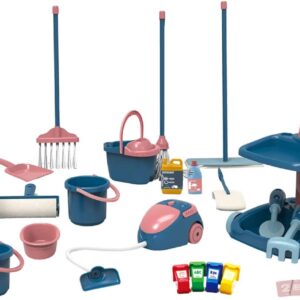 Diakakis Luna Puppen Putzset 24-TLG. m. Putzwagen Eimer Besen Wischmopp Puppenhaus Zubehör