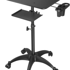 Salon Rollwagen mit Ablagefläche und Stauraum, aus Aluminium, höhenverstellbarer Tattoo-Tablettwagen mit Rädern, Zubehör für Salon- und Spa-Dienstleistungen, Schwarz