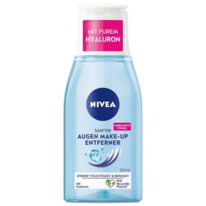 NIVEA Sanfter Augen Make-Up Entferner (125 ml), nicht fettendes Abschminkwasser mit Provitamin B5, zum Abschminken von Mascara und Make-up
