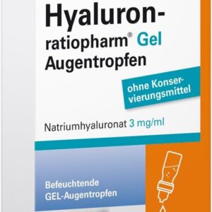 Hyaluron-ratiopharm Gel Augentropfen: Intensive Befeuchtung für trockene Augen, verträglich mit weichen und harten Kontaktlinsen, 2 x 10 ml