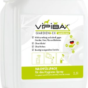 ViPiBaX Giardien Ex Hygiene-Spray Nachfüllpack 2,5L für Hund, Katze & Co – Geruchsentferner – Hygiene-Spray Nachfüllpack- Effektive Desinfektion gegen Giardien, Viren, Pilze & Bakterien