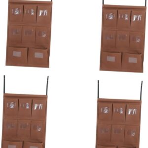 SOLUSTRE 4 Stück Aufbewahrungstasche aus Leinen Putzwagen Zubehör Putzwagen Organizer Knopf für Stofftaschen Mantelknopf Handtaschen-Organizer Detaillierungstasche Oxford-Stoff Coffee