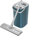UUE Wischmopp Set mit Eimer,Bodenwischer Set mit Eimer, 2 in 1 Komplett Set Wischmop mit Auswringfunktion, 125cm Edelstahlgriff Bodenwischer für Alle Bodentypen Bodenreinigung (Malachitgrün)